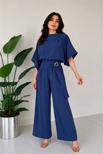 get crazy collection Women's Oversize Bat Sleeve Top & Wide Leg Pants Set