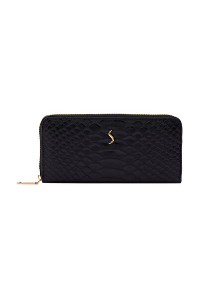 Santini Collection Clutch Çanta Kadın El Çantası Portföy Fermuarlı Abiye Siya...