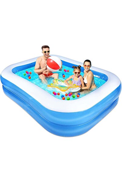 Zenorius Piscina Gonflabila Dreptunghiulara Pitikot®, 201x150x45 cm, cu 2 str...