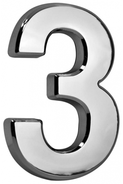 SGTT Number 3 silver, ABS, house or apartment number, 70x100 mm
