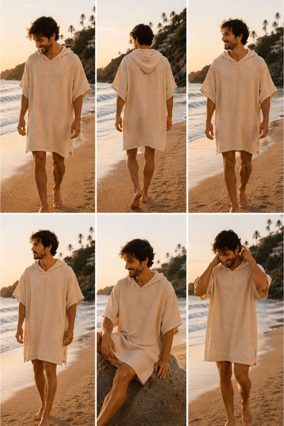 modekamoda Poncho Muslin Fabric Cotton Beach Clothing Wrap Water Absorbent High Oversize Unisex Poncho