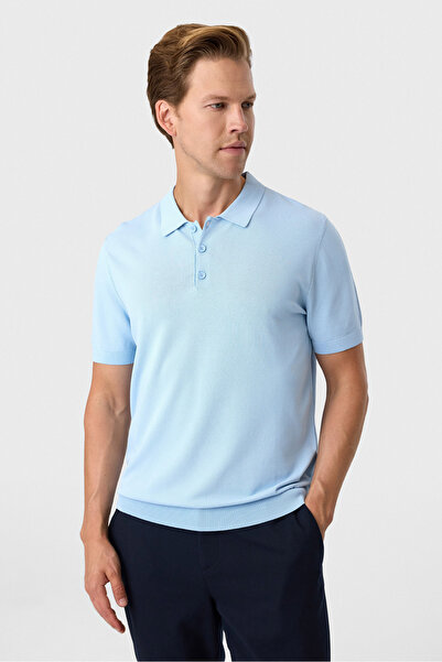 Back And Bond Blue Regular Fit Polo Neck Knitwear T-Shirt