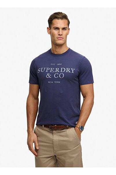 SUPERDRY Lacivert Erkek Relaxed Logo Baskılı T-Shirt M1012392A-SBS 1954 COMPA...
