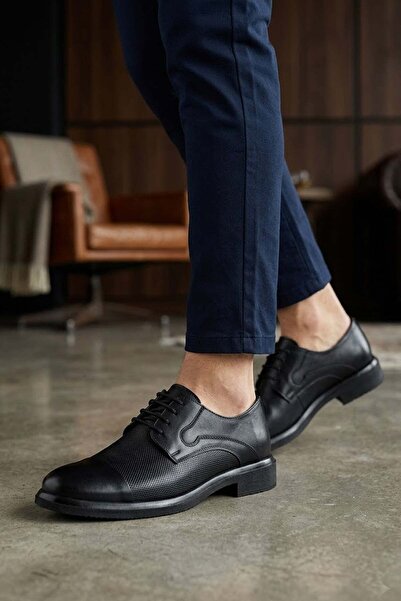 Ayakkabı Fuarı Elit 26Yslcpcty01C Men's Genuine Leather Classic Shoes Black