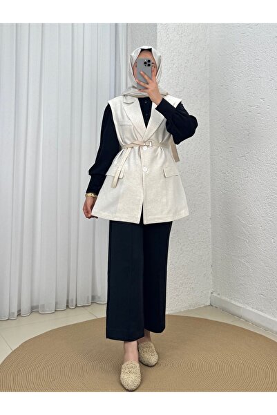 Holehola Birihat Double Pocket Linen Vest-Hk063 Stone