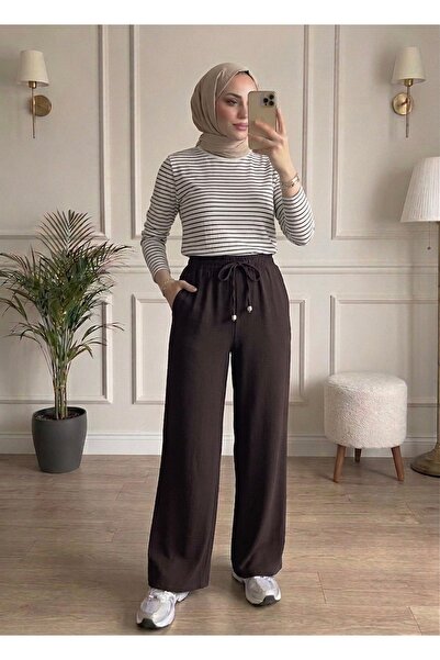 Bahar Altundemir Women's Wide Leg Aerobin Fabric Lace-Up Trousers