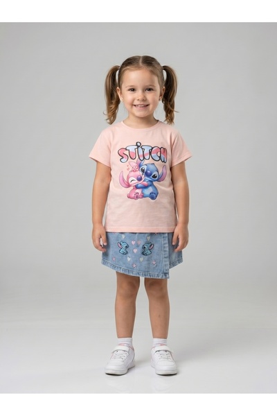 İncilay Kids Set pantaloni scurți cu imprimeu Stitch pentru fete