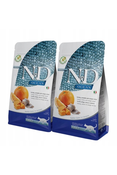 Farmina N&D OCEAN CAT HERING, Dovleac și Portocală ADU 2x1.5kg