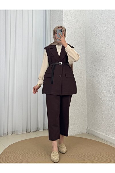 Holehola Birihat Double Pocket Linen Vest-Hk063 Brown