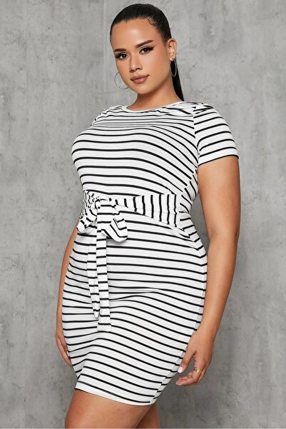 Bigsize Women's dress plus size cu dungi 5082