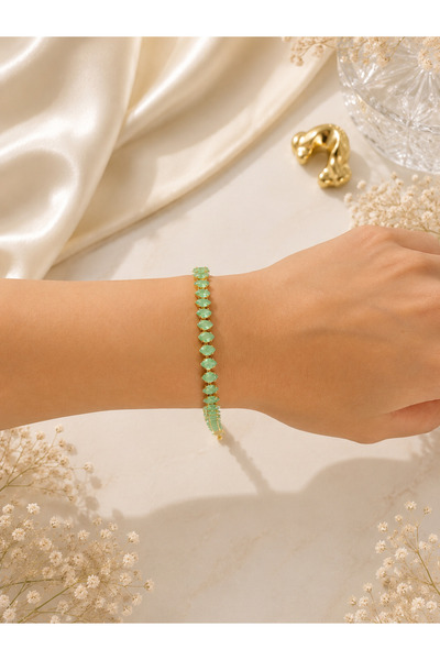 Lilith Takı ✨   Mint Green Sparkling Stone Waterway Bracelet – Elegant and St...