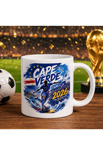 Bk Gift كأس أبيض بتصميم كأس العالم 2026 لمشجعي جزر الأنف الخضراء