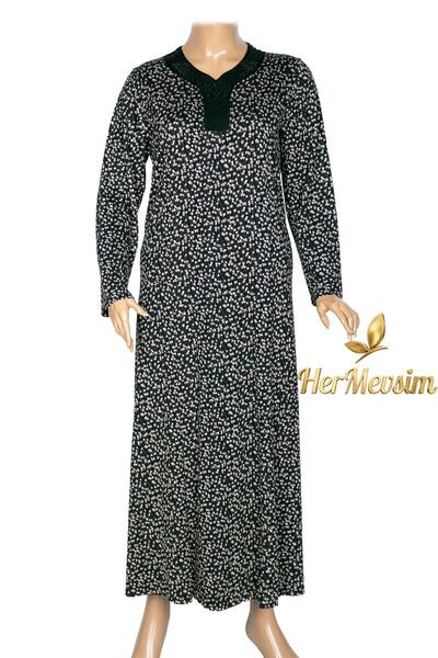 HESNA Women's Demet Plus Size Black Dress with Cups Pattern 10