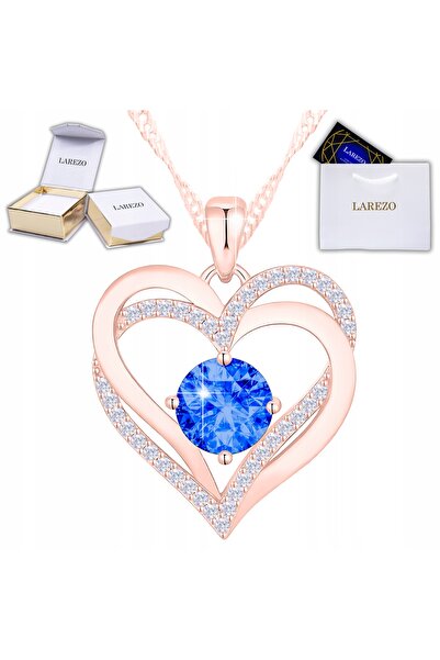 Larezo 925 Sterling Silver Necklace with Rose Gold Plated, Heart Pendant with...