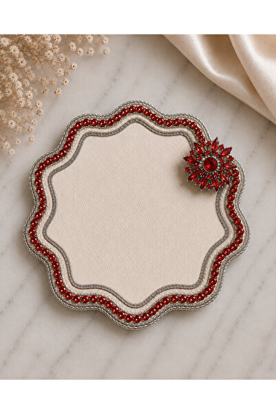 Arı Bebe Luxurious Coffee-Color Crystal Stone 6-Piece Presentation Napkin Set