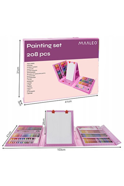 Maaleo Set de pictură pentru copii, artistic, din plastic, creioane colorate într-o cutie cu 208 piese