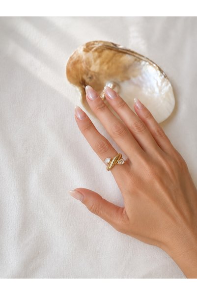 demila Démila Seraphine Adjustable Gold Women's Ring with Drop Stone Detail