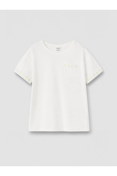 LC Waikiki Peak New Season Crew Neck Embroidered Girls' T-Shirt