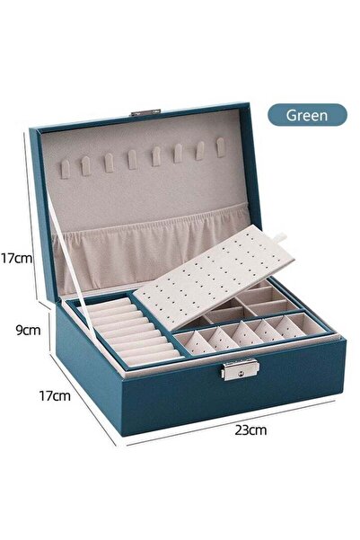Generic New 2-layer jewelry box, green