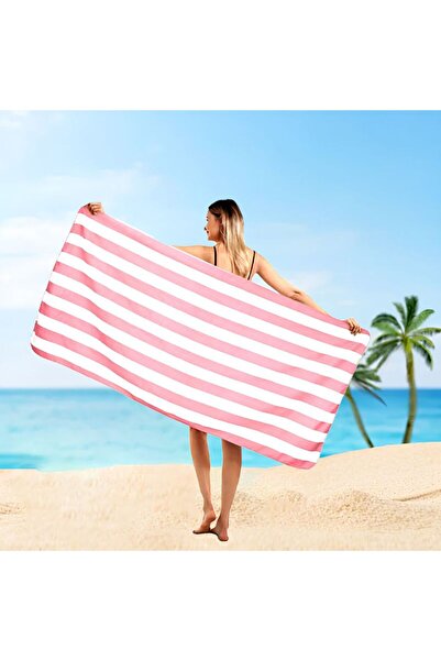 KMT Extra Large Coral Beach Towel with Striped , Dimensions 180×180×100cm, So...