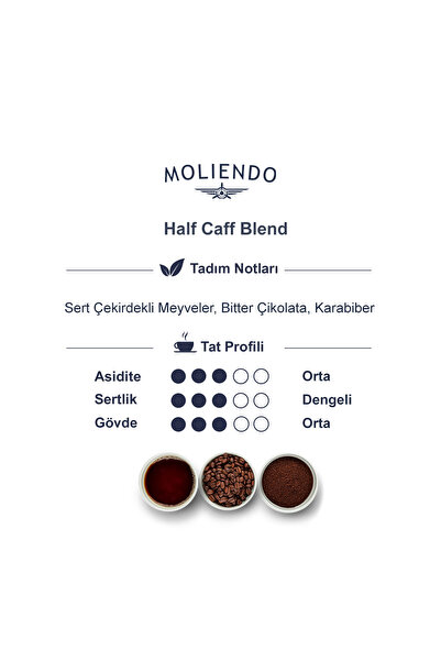 Moliendo Finest Coffee Half Caff %50 Kafeinli Blend Kahve (Çekirdek Kahve) 250 g