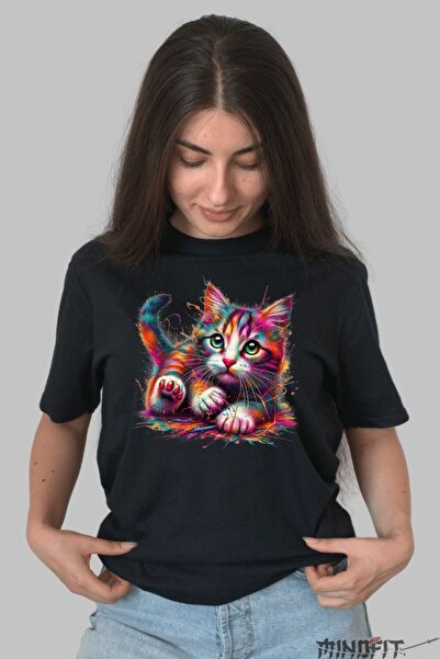 GILDAN Tricou Personalizat Cu Pisica Colorata