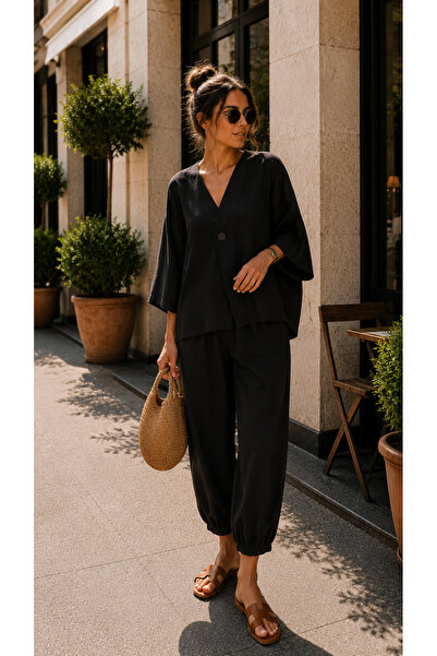 get crazy collection Kadın Oversize Kimono Ceketli Takım