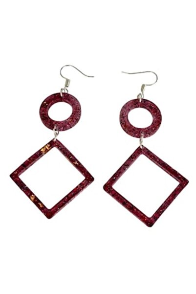 OEM Bohemian style earrings, Unique, geometric model, transparent pink with s...