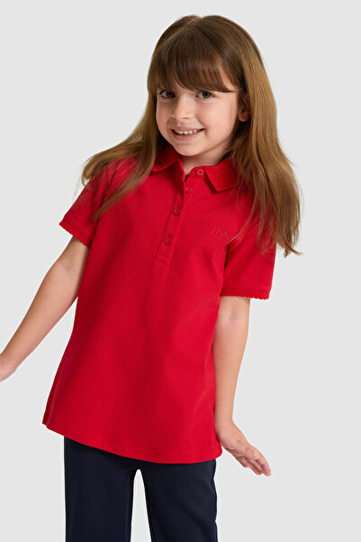 U.S. Polo Assn. Kız Çocuk Polo Yaka Kırmızı Basic Tişört 50328218-VR030