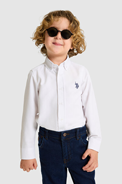 U.S. Polo Assn. Erkek Çocuk Beyaz Uzun Kollu Basic Gömlek 50324687-VR013