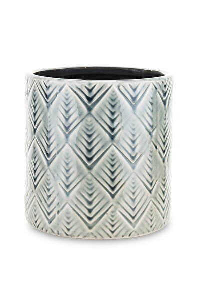 DecoDepot Ceramic pot blue/beige, 16x16x16 cm