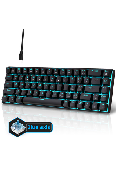 Myzumax V800 68 Tuşlu RGB Mekanik Gaming Klavye Kablolu Oyuncu Klavyesi, Mavi...