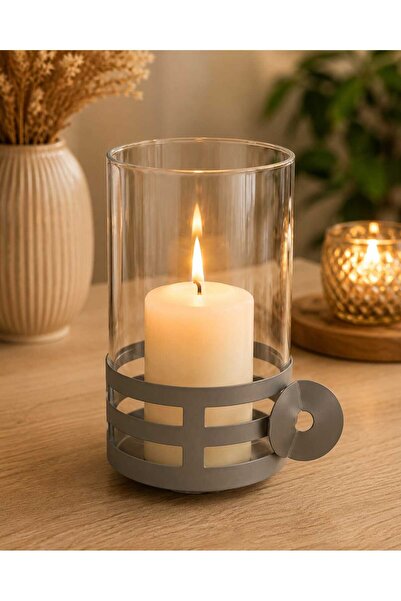 Home Glass and metal candle holder