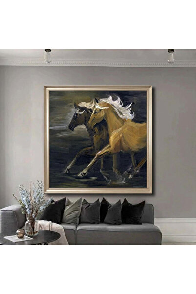 Afkar modern Horse Couple Wall Art Canvas Painting - Modern Luxury Decor Wall...