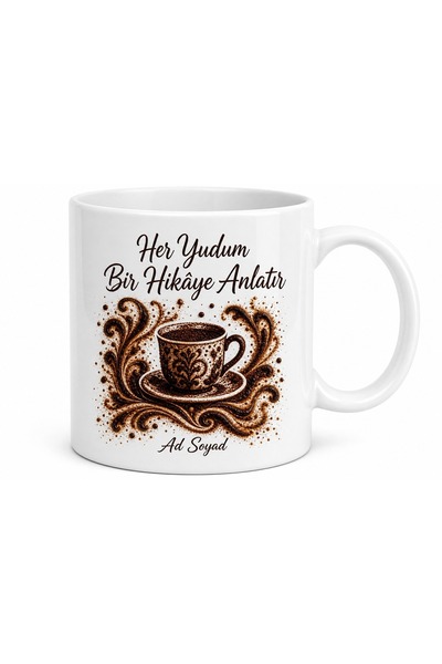 Tupya Gift Coffee Grounds Themed Printed Mug Cup Special Gift for Coffee Lovers
