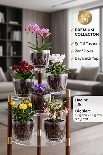 MONTESEV Adetalya Kristal Çiçek Saksısı 6 Adet 1,6 Lt -(ALY-410)