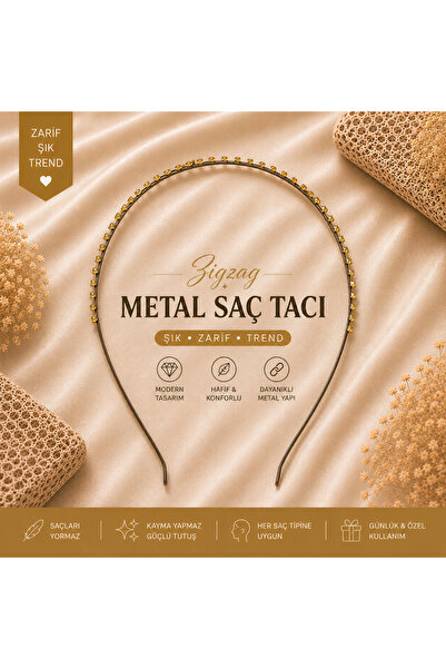 Parlak Taş Süslemeli Metal Saç Tacı