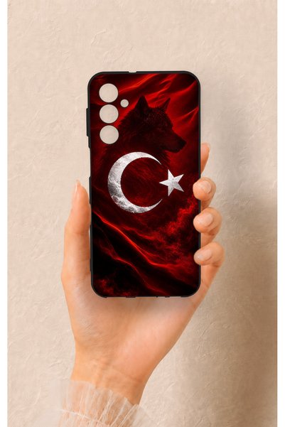 Vip Case Samsung M34 Compatible Wolf Turkish Flag Patterned Silicone Case