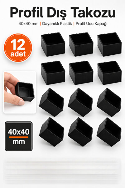 Badem10 (40x40 mm) Kare Profil Dış Takoz Masa Sandalye Sehpa Tapası Tıpa Papu...