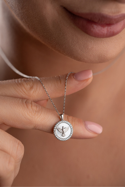 Silvano Jewelry 925 Ayar Gümüş Sedefli Kartal Kolye