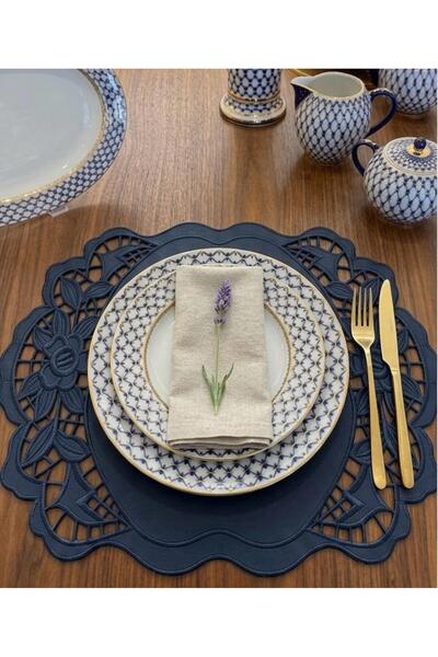 İNCİ ÇEYİZ 1 Piece Soft Patterned Faux Leather Double-Sided Usable Hole Embro...