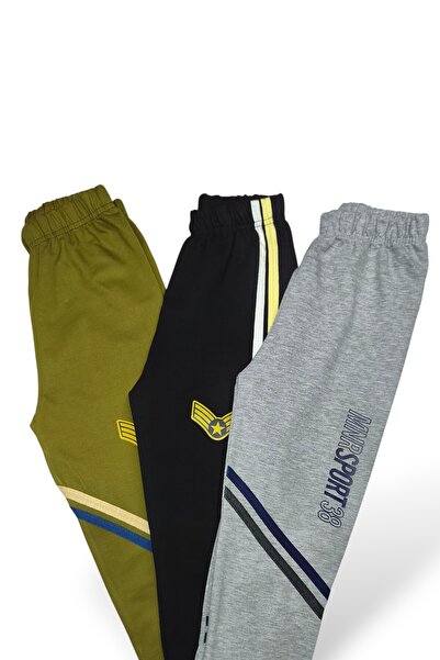 Minik Motion Children's Boys' Sweatpants with Stripes, Set of 3