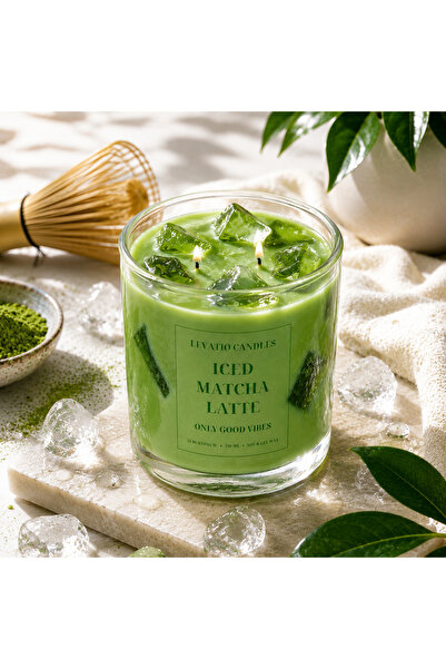 LC Lumanare ICED MATCHA LATTE, handmade, 35h+ ardere, 350 ml, ceara de soia, ...