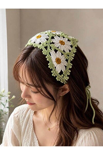 ARTTMACRAME Papatya Model Bandana Knitted Flower Bandana