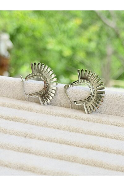 Çelik Silver küpe (siyah görünüm yansımadır.)