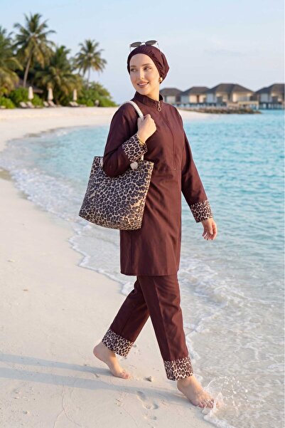 dilberfashion طقم ملابس سباحة إسلامية من Ece Model Leopard مكون من 3 قطع