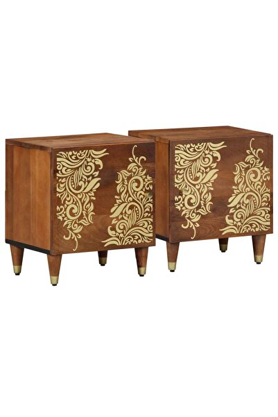 vidaxl Noptieră cu ușă 2 pcs Maro miere 40 x 33 x 46 cm