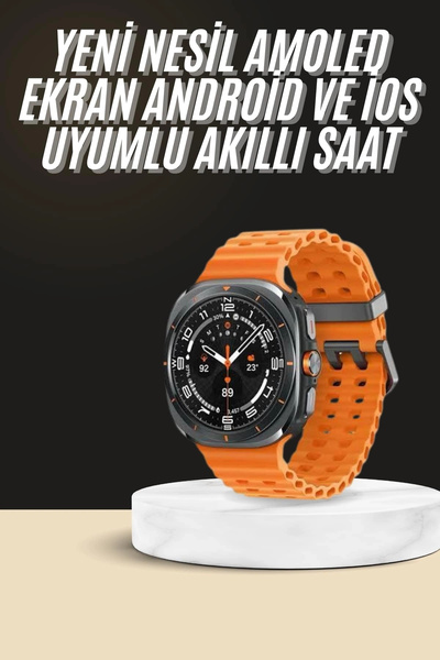 ARMÜZ ساعة ذكية للجنسين ذات مظهر أنيق وهيكل من التيتانيوم وشاشة Amoled للاستم...