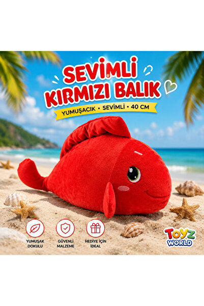 Seysa SEVİMLİ KIRMIZI BALIK 40 CM PELUŞ HEDİYELİK UYUMA YUMUŞAK OYUNCAK