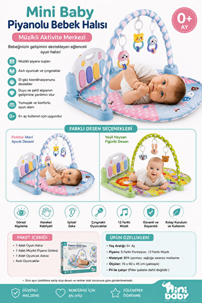 DoruCO Mini Baby Piyanolu Bebek Oyun Halısı Müzikli Aktivite Merkezi 0+ Ay Fa...
